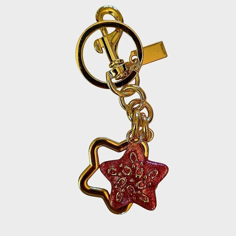Gold and Red Double Star C Purse Charm & Keyholder